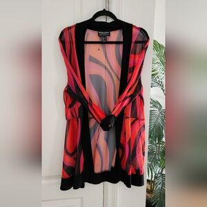 Frank Lyman Design Pink and Red Sheer Cardigan